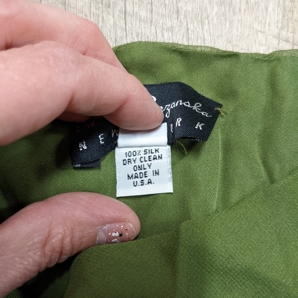 Margot Rozanska Silk Green Sleeveless Blouse - Picture 6 of 6